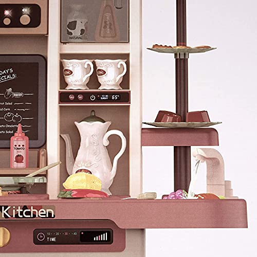 ATAA Cocina Modern Kitchen 65 Accesorios Cocina Infantil de Juguete para niños con Agua y Vapor Real