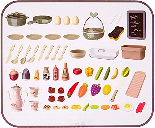 ATAA Cocina Modern Kitchen 65 Accesorios Cocina Infantil de Juguete para niños con Agua y Vapor Real