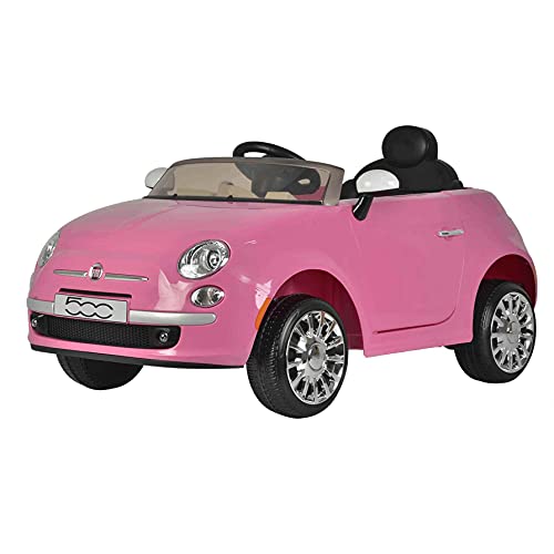 ATAA FIAT 500 12V - Rosa - Coche eléctrico para niños y para niñas de batería 12 y Mando Control Remoto Padres