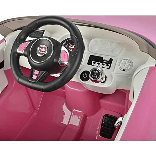 ATAA FIAT 500 12V - Rosa - Coche eléctrico para niños y para niñas de batería 12 y Mando Control Remoto Padres