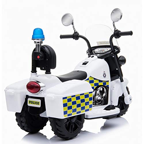 ATAA Moto de Policía Mini - Blanco - Moto eléctrica para niños con batería 6v. Moto de policía Infantil