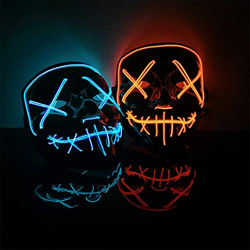 ATIN Máscara de luz LED, máscara de cráneo brillante para hombre, accesorios de disfraz de Halloween, máscara de muerte de miedo