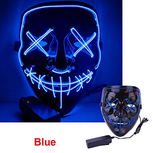 ATIN Máscara de luz LED, máscara de cráneo brillante para hombre, accesorios de disfraz de Halloween, máscara de muerte de miedo