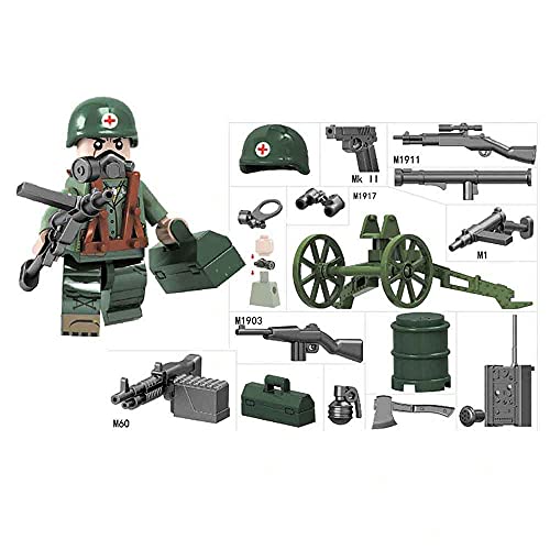 ATING Estados Unidos ejército soldado WW2 conjunto de bloques de base militar de EE. UU