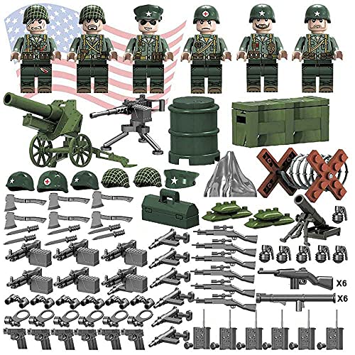 ATING Estados Unidos ejército soldado WW2 conjunto de bloques de base militar de EE. UU