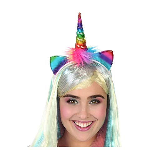 Atosa-58313 Diadema Cuerno Unicornio Fantasía, Multicolor (58313) , color/modelo surtido