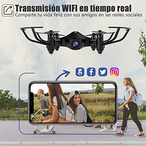 ATOYX Drone con Cámara, 720 HD Drone Plegable con App WiFi FPV , Altitud Hold, Modo sin Cabeza, Una Tecla de Despegue y Aterrizaje de Gravedad RTF, Mejor Regalo,AT-146