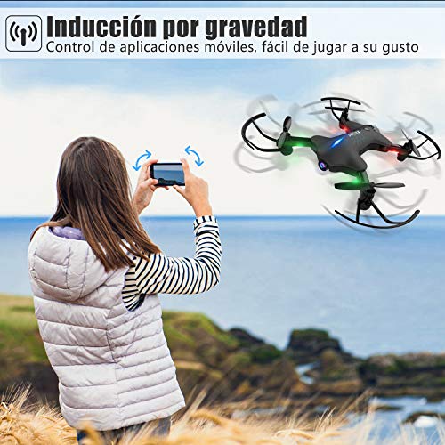 ATOYX Drone con Cámara, 720 HD Drone Plegable con App WiFi FPV , Altitud Hold, Modo sin Cabeza, Una Tecla de Despegue y Aterrizaje de Gravedad RTF, Mejor Regalo,AT-146