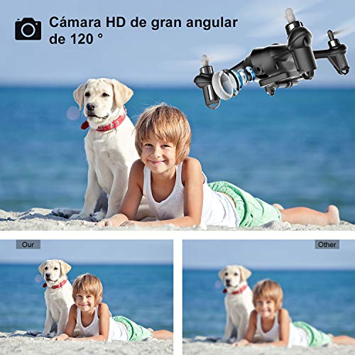 ATOYX Mini Drone con Cámara para Niños , AT-96 RC Quadcopter con App FPV en Tiempo Real, Drone de Juguete para Niños/Principiantes,Sensor de Gravedad, 3D Flips, Tecla de Despegue/Aterrizaje,Negro