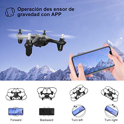 ATOYX Mini Drone con Cámara para Niños , AT-96 RC Quadcopter con App FPV en Tiempo Real, Drone de Juguete para Niños/Principiantes,Sensor de Gravedad, 3D Flips, Tecla de Despegue/Aterrizaje,Negro