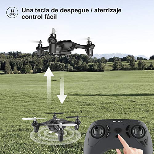 ATOYX Mini Drone con Cámara para Niños , AT-96 RC Quadcopter con App FPV en Tiempo Real, Drone de Juguete para Niños/Principiantes,Sensor de Gravedad, 3D Flips, Tecla de Despegue/Aterrizaje,Negro