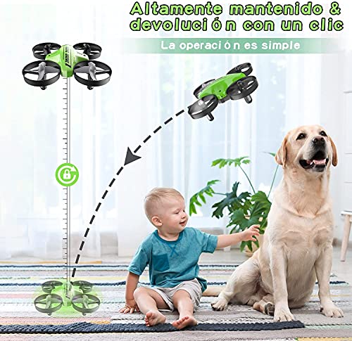 ATOYX Mini Drone para Niños, RC Helicopter Quadcopter AT-66C, 3D Flips, Modo sin Cabeza, Estabilización de Altitud, 3 Velocidades,3 Baterías, Regalo para Niños y Principiantes (Verde)