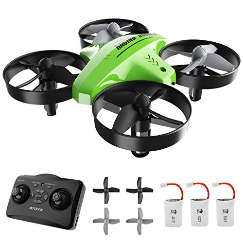 ATOYX Mini Drone para Niños, RC Helicopter Quadcopter AT-66C, 3D Flips, Modo sin Cabeza, Estabilización de Altitud, 3 Velocidades,3 Baterías, Regalo para Niños y Principiantes (Verde)