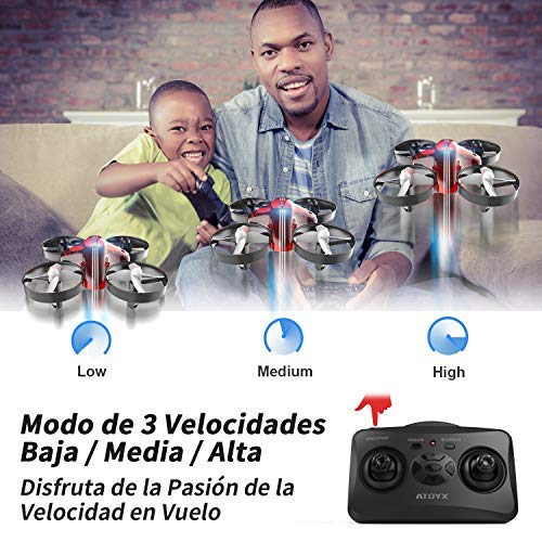 ATOYX Mini Drone, RC Drone 2.4G 4 Canales 6-Axis Gyro, Quadcopter con Modo sin Cabeza, Altitud Hold, Alarma de Batería y 3 Modos de Velocidad, Regalos y Juguetes, AT-66B (Rojo)