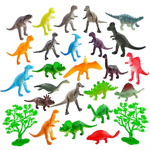 Auihiay - Juego de 26 Mini Figuras de Dinosaurio de plástico para educación Infantil, Paquetes de Fiesta, Regalos de Fiesta, Adornos para Tartas