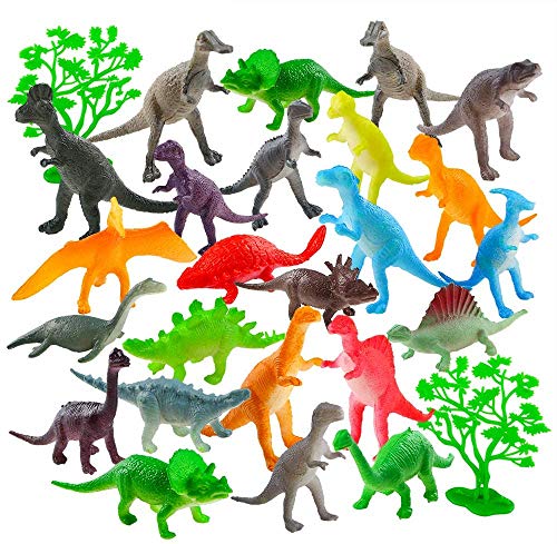 Auihiay - Juego de 26 Mini Figuras de Dinosaurio de plástico para educación Infantil, Paquetes de Fiesta, Regalos de Fiesta, Adornos para Tartas