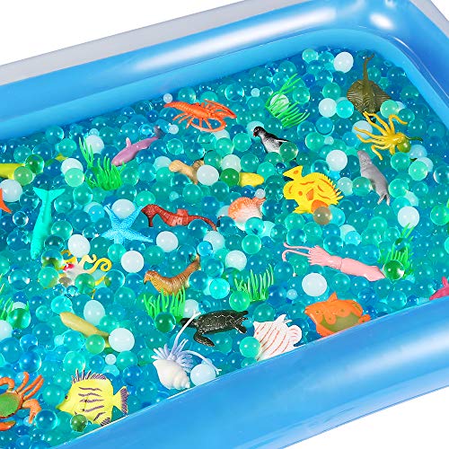 Auihiay - Juego de 41 Piezas de Animales oceánicos y Marinos, Juguetes sensoriales Que Incluyen Animales oceánicos y Alfombrilla de Agua Inflable para educación Infantil