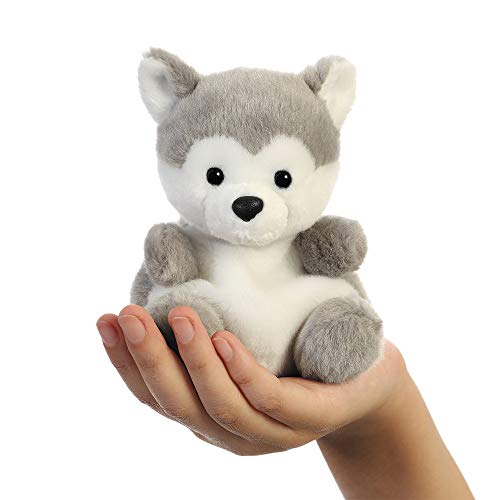 Aurora Palm Pets, Busky el Husky Perro Suave Juguete, 33474, 5 Pulgadas, Gris y Blanco