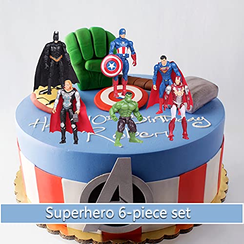 Avengers Cake Topper, Superhero Decoración Modelo, Mini Juego de Figuras, Juguetes Modelo muñecas Decoraciones de Pastel, para Torta del Fiesta Suministros, 6 piezas