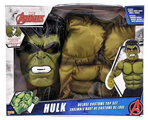 Avengers - Disfraz de Hulk infantil, con pecho, máscara y guantes, talla M (Rubie's Spain 34101)