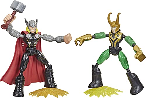 Avengers Figura de acción de Thor vs. Loki de 15 cm de Marvel Bend and Flex, para niños a Partir de 4 años