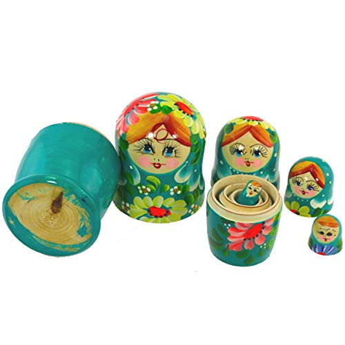 Azhna Juego de 3 juegos de 5 piezas de 15 cm / 5,91 pulgadas, souvenir matrioska, colección sorpresa de diseño de flores, estilo pintado a mano, muñecas rusas, apilables