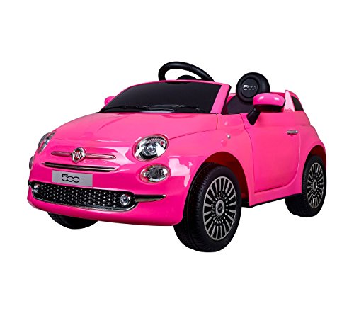 B90106 Coche eléctrico para niños FIAT 500 cabrio asiento cuero 12V Teledirigido - Rosa