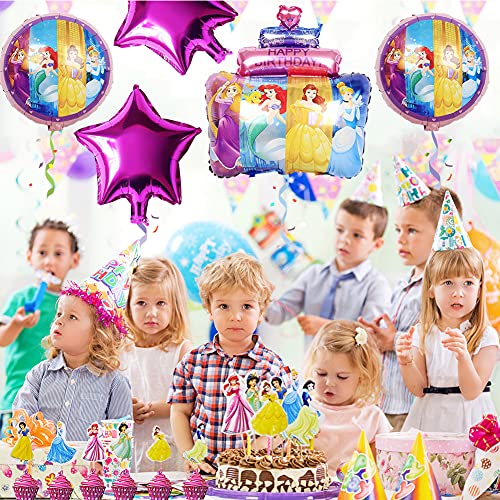 Babioms 29Pcs Princesa Globo, Adorno de Torta, Globos Cumpleaños Decoracion de Princesa ,Globos para Fiestas Temática Princesa, Globo de Papel de Aluminio