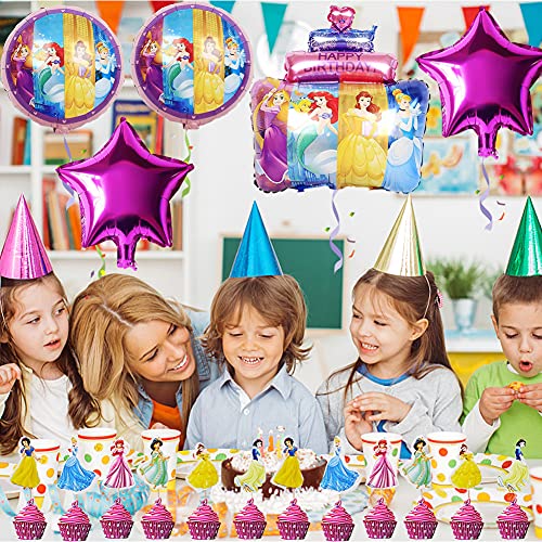 Babioms 29Pcs Princesa Globo, Adorno de Torta, Globos Cumpleaños Decoracion de Princesa ,Globos para Fiestas Temática Princesa, Globo de Papel de Aluminio