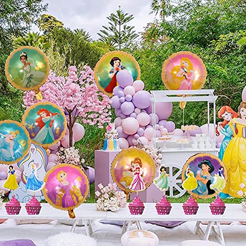 Babioms 32Pcs Princesa Globo, Adorno de Torta, Globos Cumpleaños Decoracion de Princesa ,Globos para Fiestas Temática Princesa, Globo de Papel de Aluminio