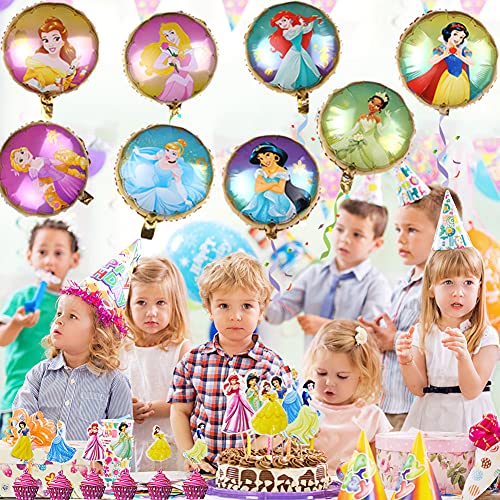 Babioms 32Pcs Princesa Globo, Adorno de Torta, Globos Cumpleaños Decoracion de Princesa ,Globos para Fiestas Temática Princesa, Globo de Papel de Aluminio