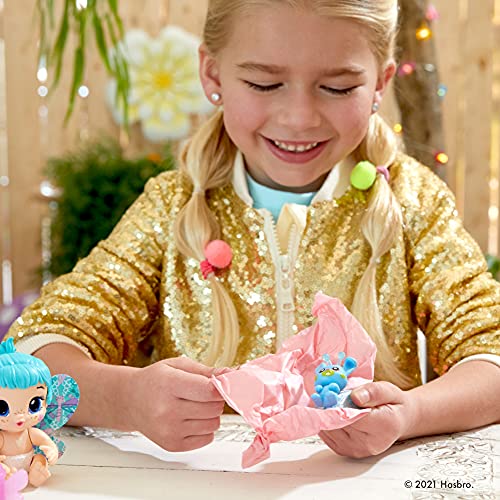 Baby Alive Muñeca Glo Pixies Minis, Aqua Flutter, que brilla en la oscuridad para niños de 3 años en adelante, juguete Pixie de 3.75 pulgadas con un amigo sorpresa