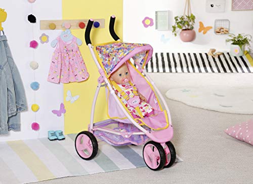 BABY born Jogger para Muñecas de 43 cm, Para Manos Pequeñas, Promueve la Empatía y Las Habilidades Sociales, Para Niños a Partir de 3 Años, Con Cesta Portaobjetos