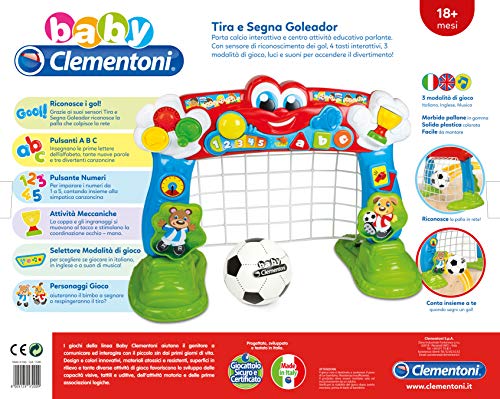 Baby Clementoni 17200 Tira e Segna Goleador - Portería de fútbol (versión italiana) , color/modelo surtido