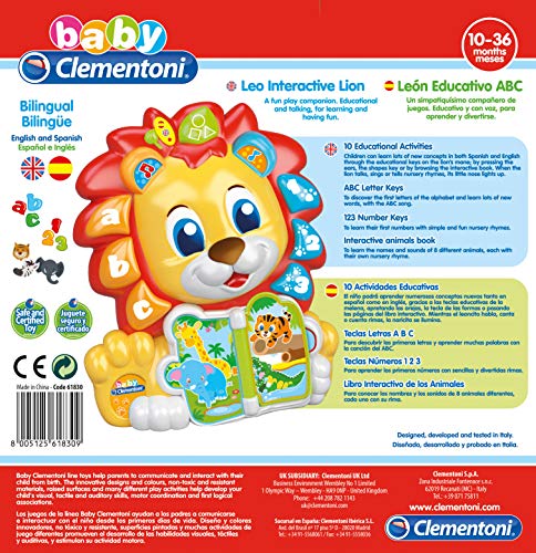 Baby Clementoni- León Educativo ABC, Multicolor, única (61830)