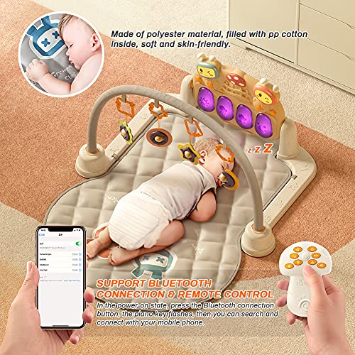 Baby Piano Play Gym con Bluetooth y control remoto, CestMall Kick and Play Piano Toys con música y luces Baby Play Mat y Piano Activity Gym con sonajeros, Activity Gym para bebés de 0 a 3 años