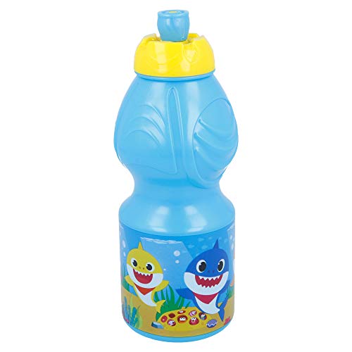 BABY SHARK | Botella de Agua Infantil con cierre antifugas | Cantimplora Reutilizable para niños con tapón anti goteo - Libre de BPA - 400 ML