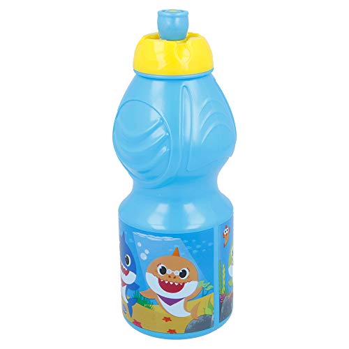 BABY SHARK | Botella de Agua Infantil con cierre antifugas | Cantimplora Reutilizable para niños con tapón anti goteo - Libre de BPA - 400 ML