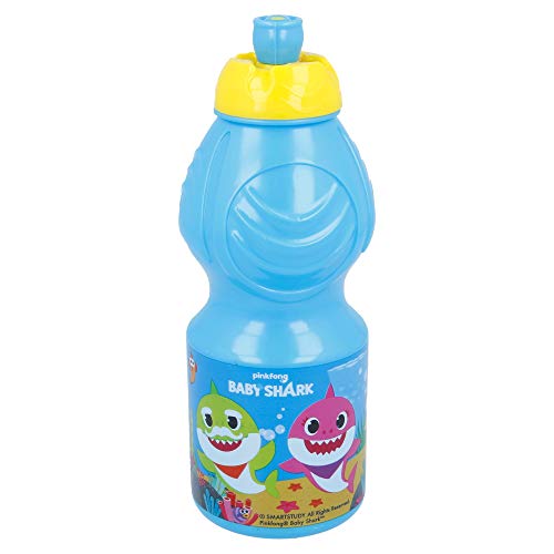 BABY SHARK | Botella de Agua Infantil con cierre antifugas | Cantimplora Reutilizable para niños con tapón anti goteo - Libre de BPA - 400 ML