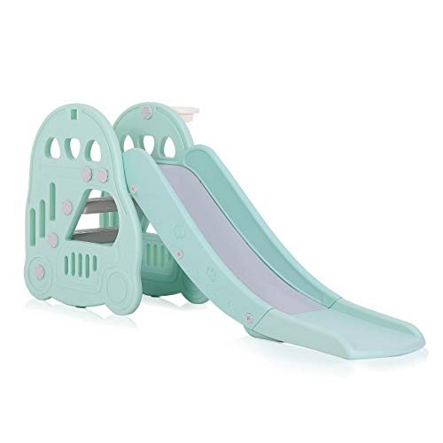 Baby Vivo Tobogán Parque para Infantil Niños Recto Diapositiva Interior y Aire Libre Juguetes Jardín Coche Turquesa/Gris