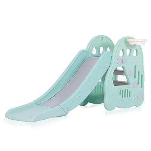 Baby Vivo Tobogán Parque para Infantil Niños Recto Diapositiva Interior y Aire Libre Juguetes Jardín Coche Turquesa/Gris