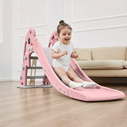 Baby Vivo Tobogán Parque para Infantil Niños Recto Diapositiva Interior y Aire Libre Juguetes Jardín Delfín - Rosa