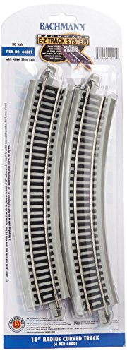 Bachmann Trenes Snap-Fit E-Z Track 18 "Radio Curved Track (4/Tarjeta)