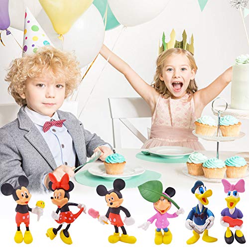 BAIBEI Mickey Mouse Mini juego de retrato suministros de fiesta de cumpleaños pastel de personaje suministros de decoración de pastel de fiesta 6 piezas