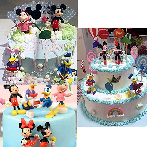 BAIBEI Mickey Mouse Mini juego de retrato suministros de fiesta de cumpleaños pastel de personaje suministros de decoración de pastel de fiesta 6 piezas