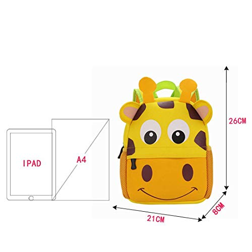 BAIGIO Mochila Infantil Kindergarten,Pequeñas Mochilas Bolsas Escolares de Dibujos Animados Animales para Niñas Primaria Linda Bolso Bebe Guarderia Preescolar para 2-7 Años (Jirafa, 21 * 8 * 26cm)