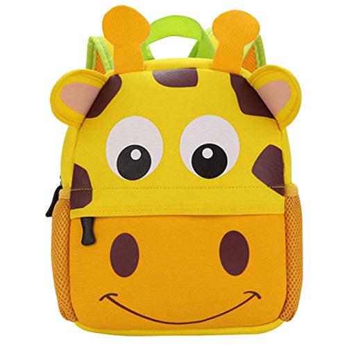 BAIGIO Mochila Infantil Kindergarten,Pequeñas Mochilas Bolsas Escolares de Dibujos Animados Animales para Niñas Primaria Linda Bolso Bebe Guarderia Preescolar para 2-7 Años (Jirafa, 21 * 8 * 26cm)