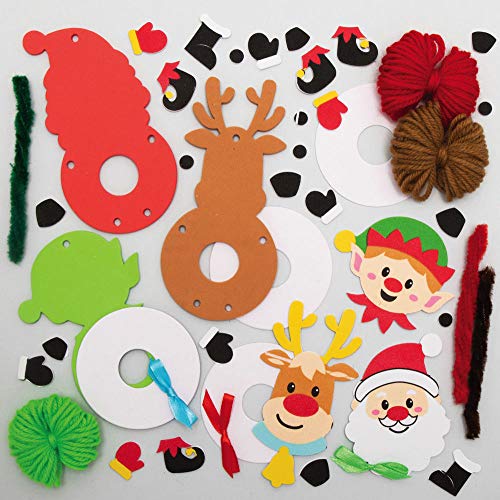 Baker Ross AX486 Kits Decoración De Pompones Navideños - Paquete De 3, Suministros Creativos De Arte Y Manualidades Navideños Para Que Los Niños Hagan Y Decoren