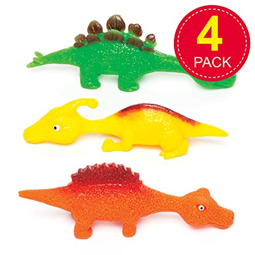 Baker Ross- Dinosaurios flexibles voladores (Pack de 4) - Perfectos para bolsas sorpresa o como idea de regalo infantil