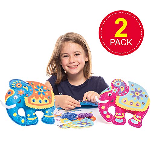 Baker Ross Kits Costura Ambari Elefante Cojín (Paquete de 2) - Artes y Manualidades para Niños